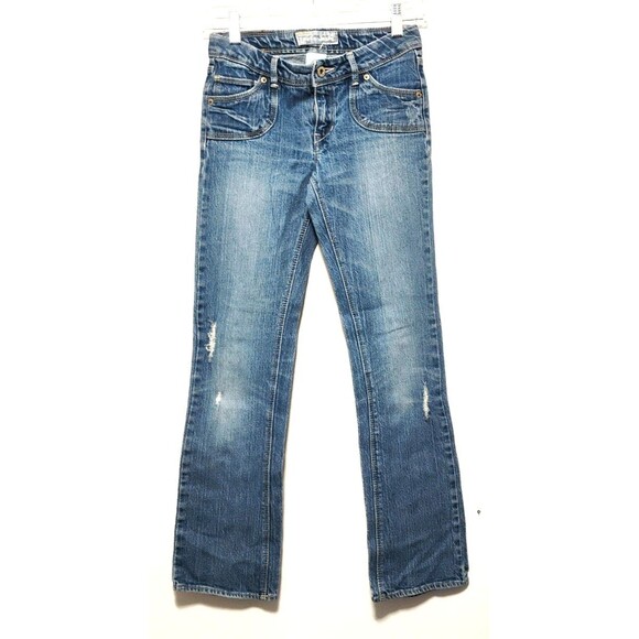 Girls Size 14 Blue Denim Boyfriend Straight Leg Distressed Stretch Jeans - Picture 1 of 6